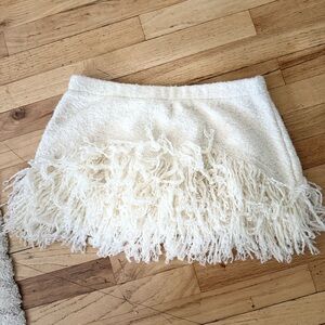 Elegant Cream Fringe Skirt